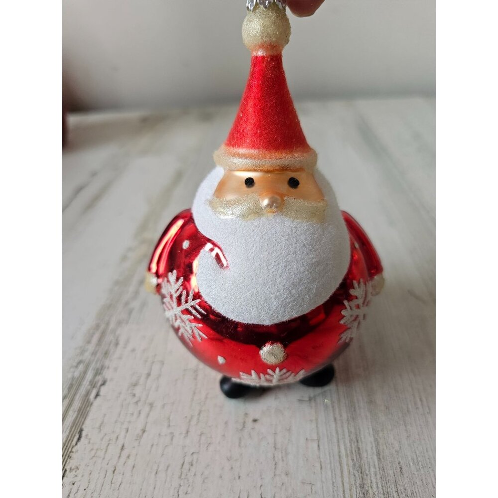 Dept 56? Glass roly poly Santa St Nick Xmas tree